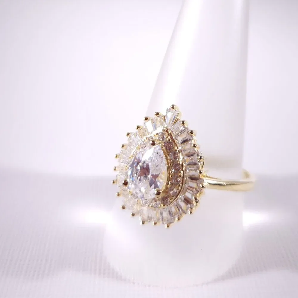 Simulated Diamond CZ Ring 14k over Sterling Silver Size 10